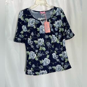 Floral Navy Blue Women's Top